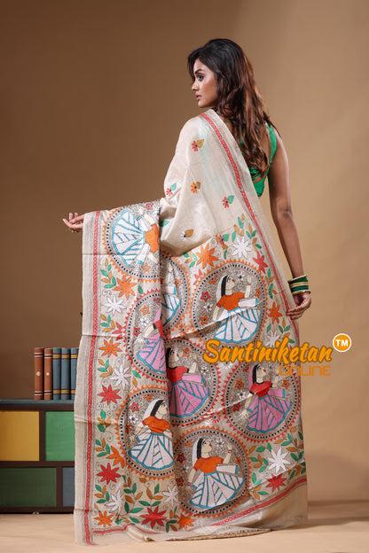 Pure Gachi Tussar Kantha Stitch Saree SN2631740