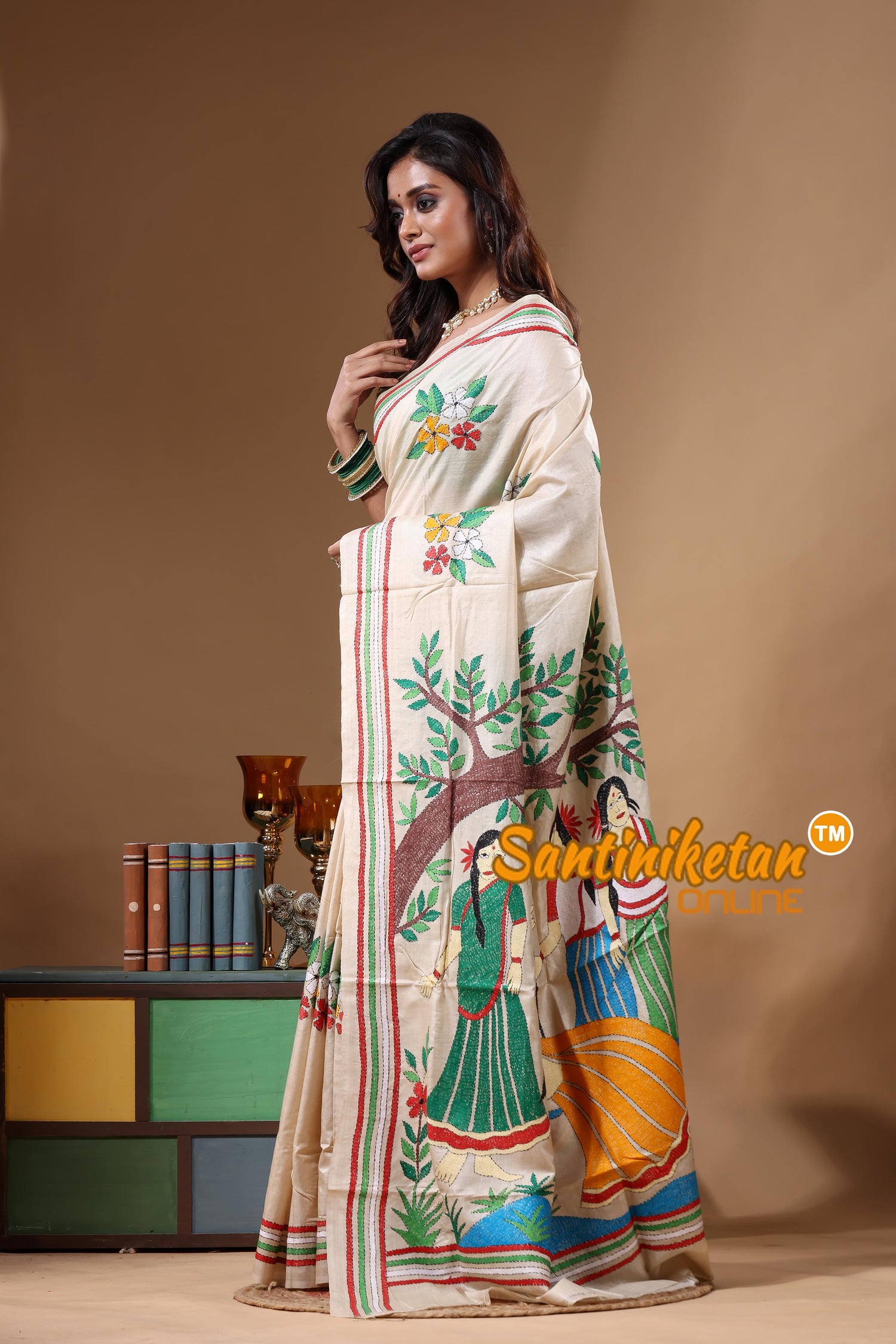 Pure Gachi Tussar Kantha Stitch Saree SN2631746