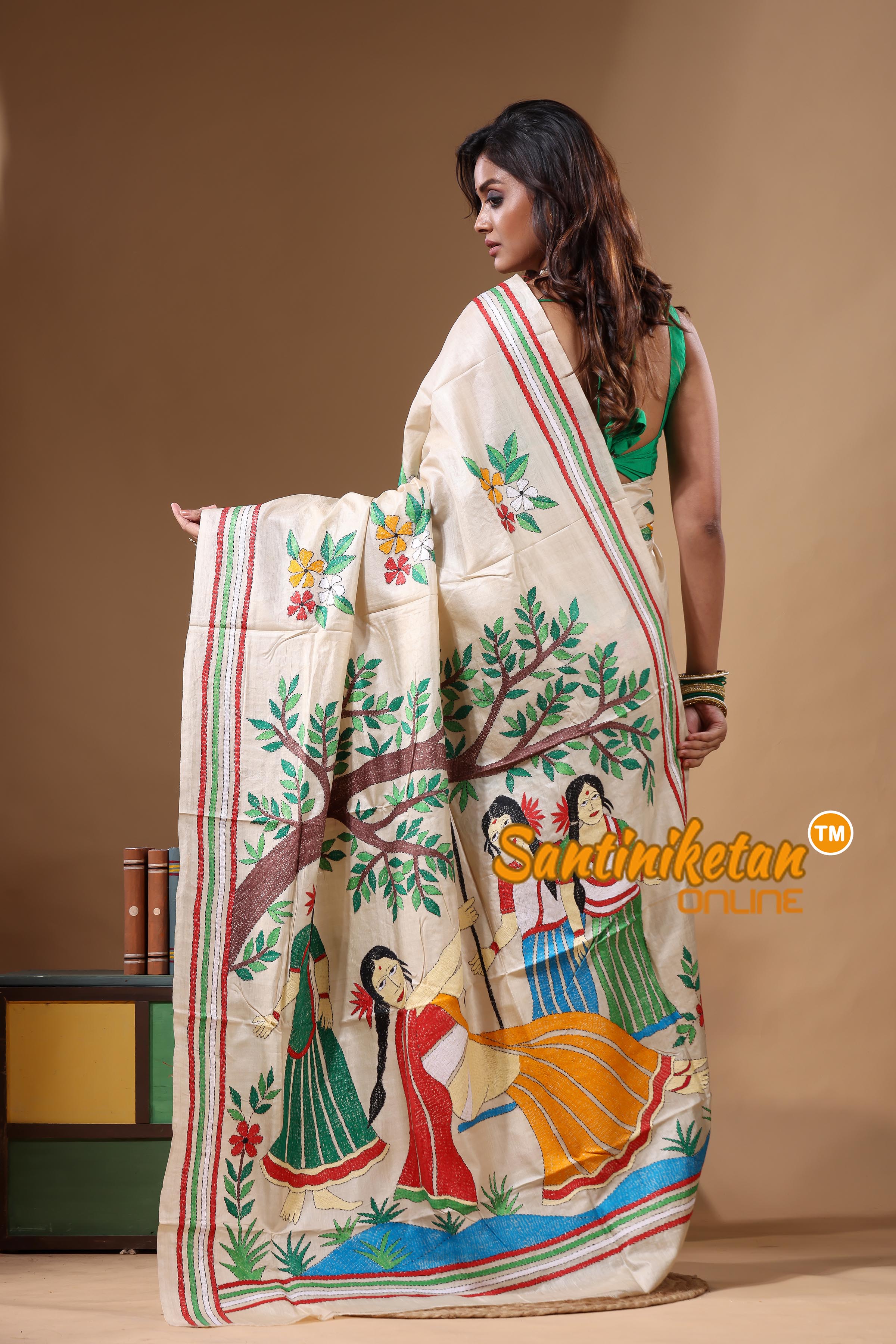 Pure Gachi Tussar Kantha Stitch Saree SN2631746