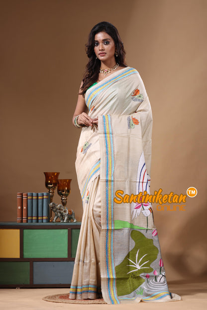 Pure Gachi Tussar Kantha Stitch Saree SN2631752