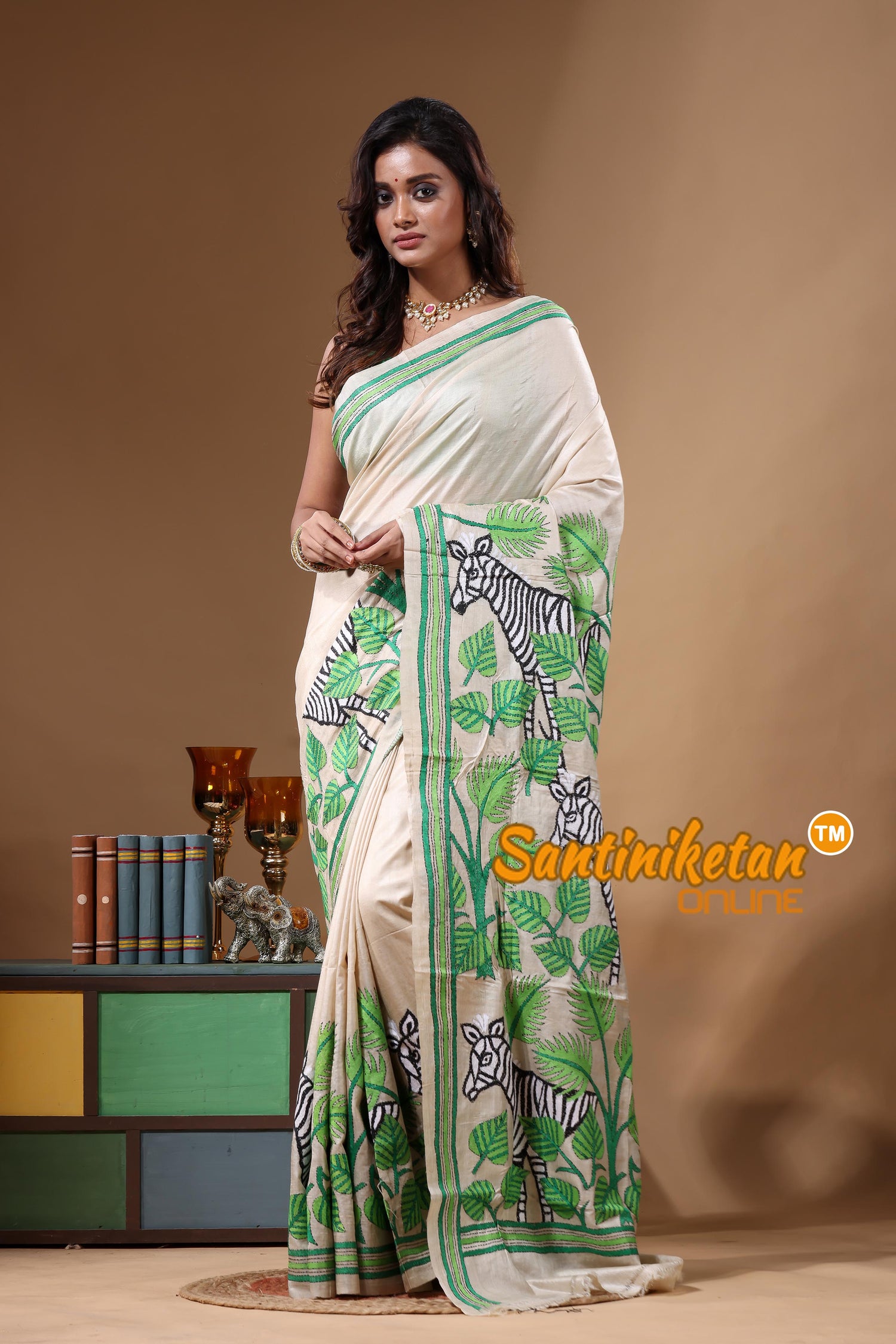 Pure Gachi Tussar Kantha Stitch Saree SN2631758