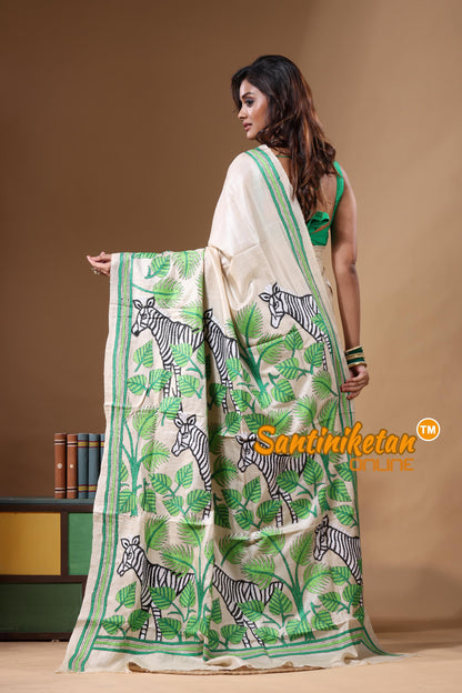 Pure Gachi Tussar Kantha Stitch Saree SN2631758