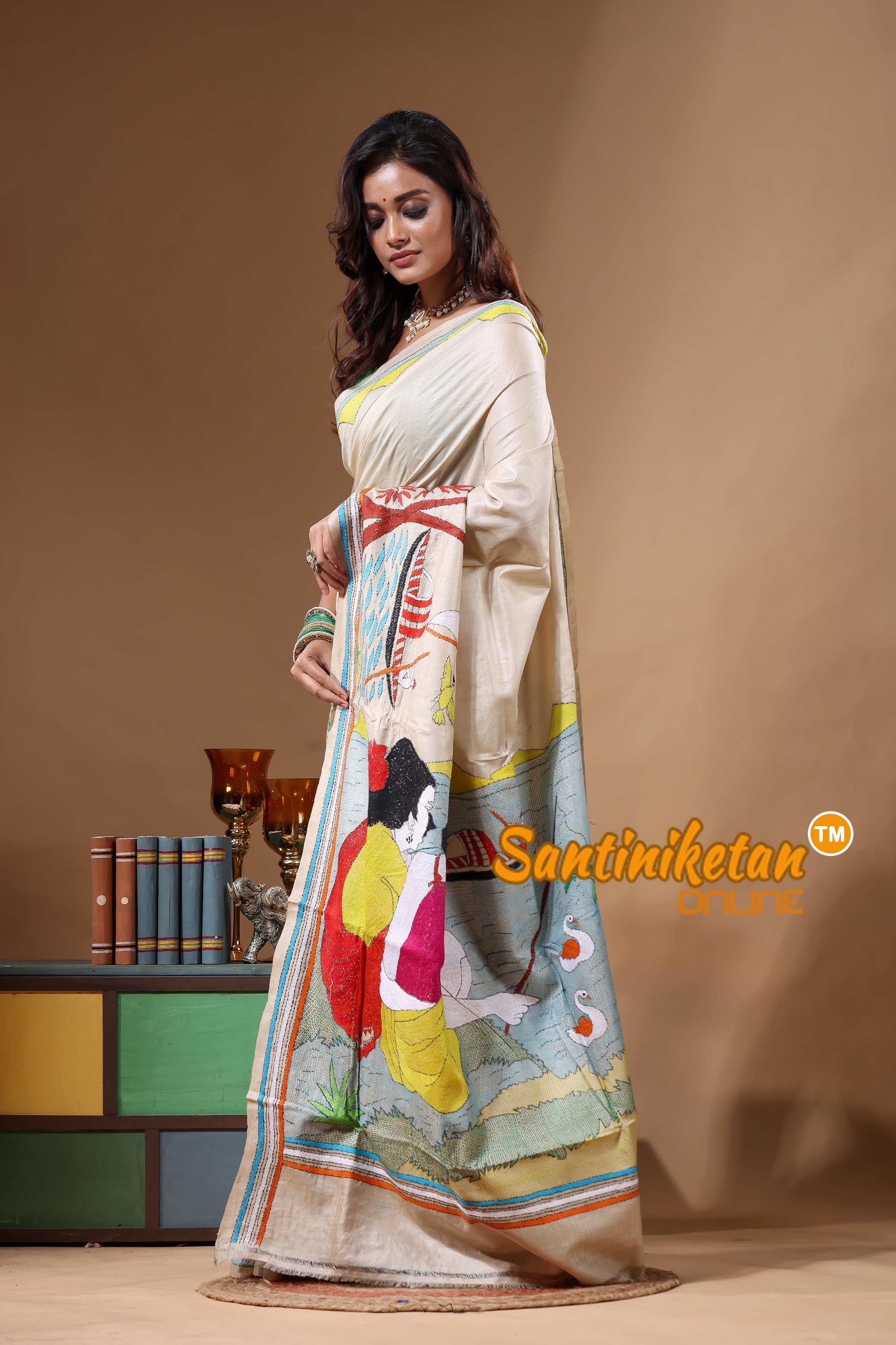 Pure Gachi Tussar Kantha Stitch Saree SN2631764