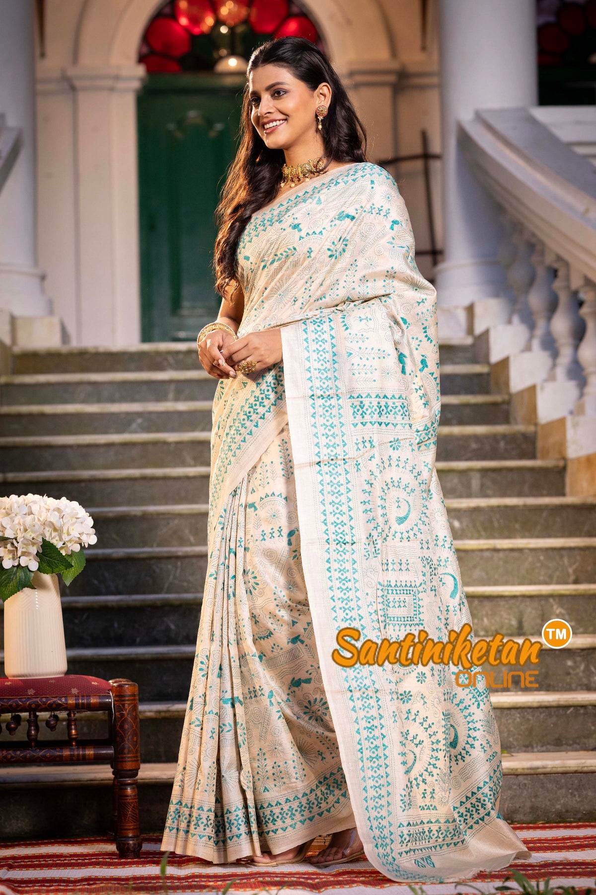 Pure Gachi Tussar Silk Kantha Stitch Saree SN2631798