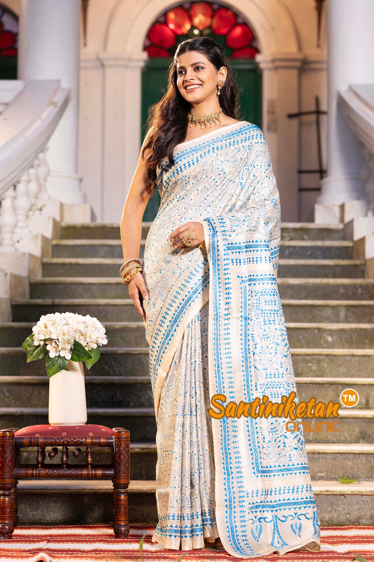 Pure Gachi Tussar Silk Kantha Stitch Saree SN2631803