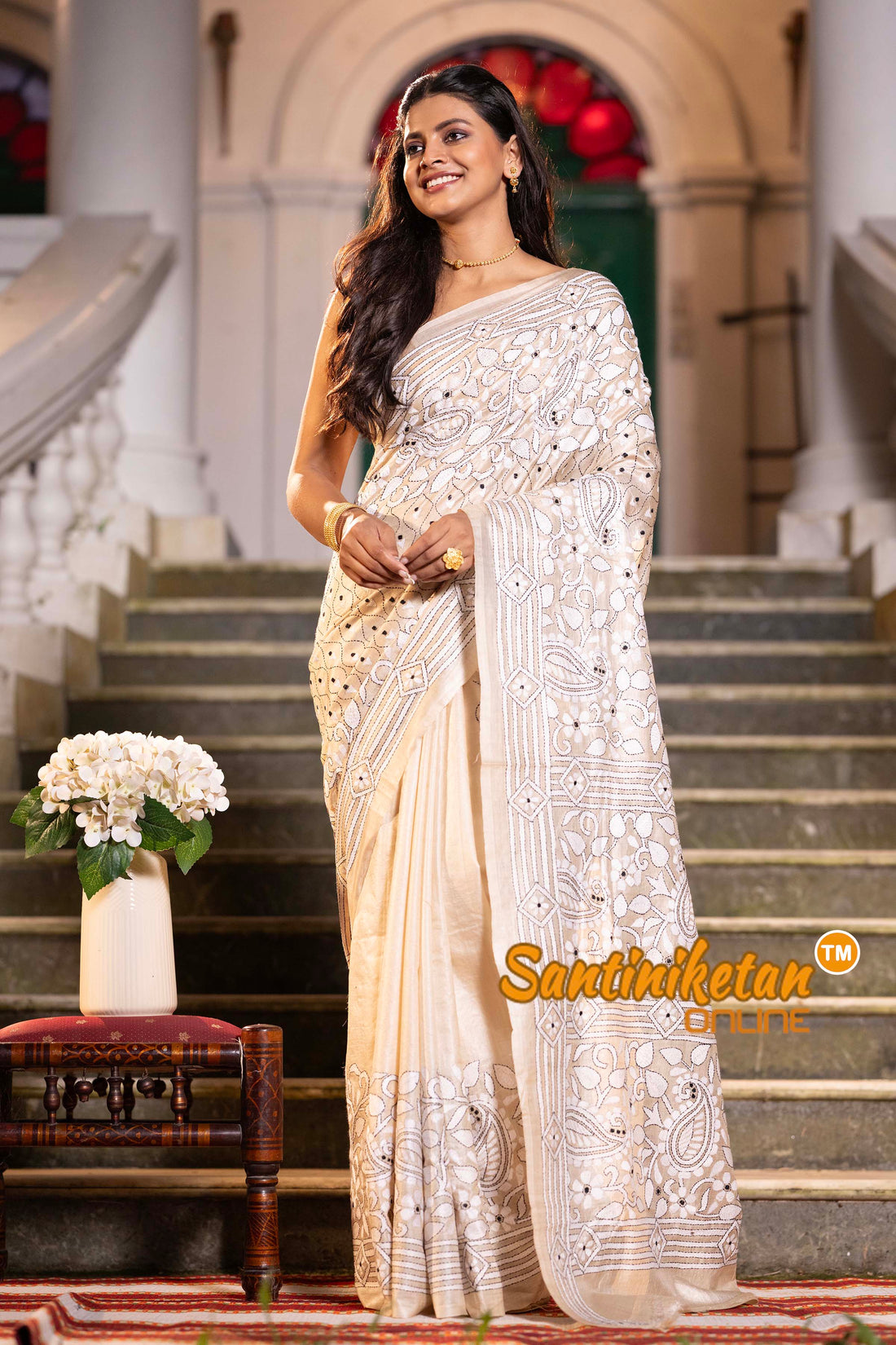 Pure Gachi Tussar Silk Kantha Stitch Saree SN2631864