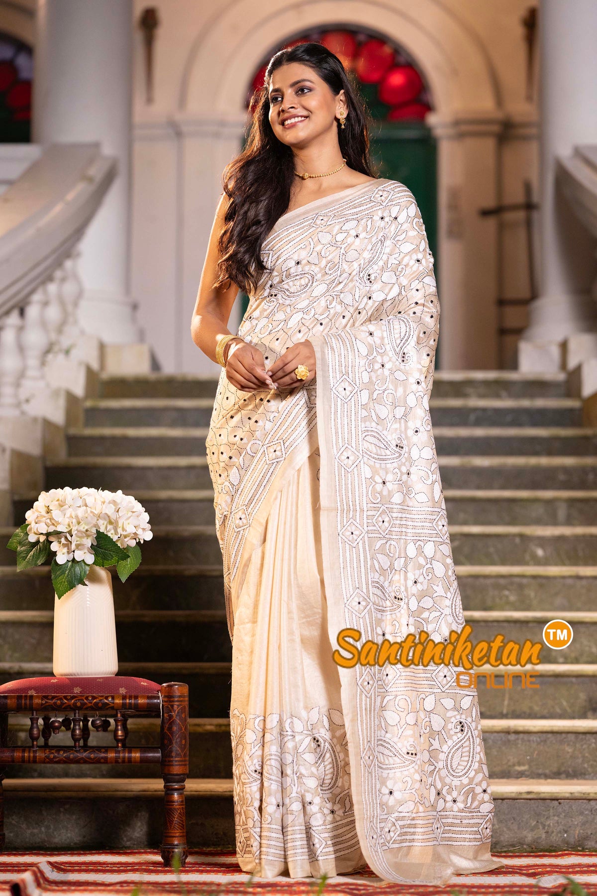 Pure Gachi Tussar Silk Kantha Stitch Saree SN2631864
