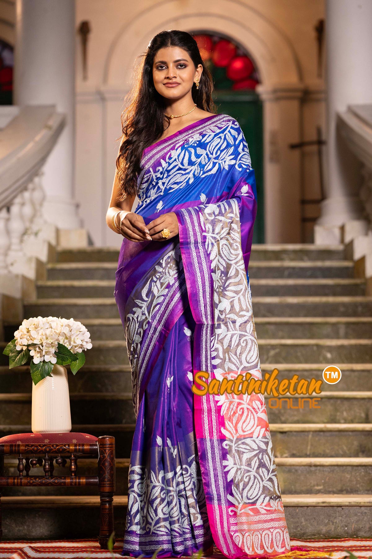 Bangalore Silk Kantha Stitch Saree SN2631869