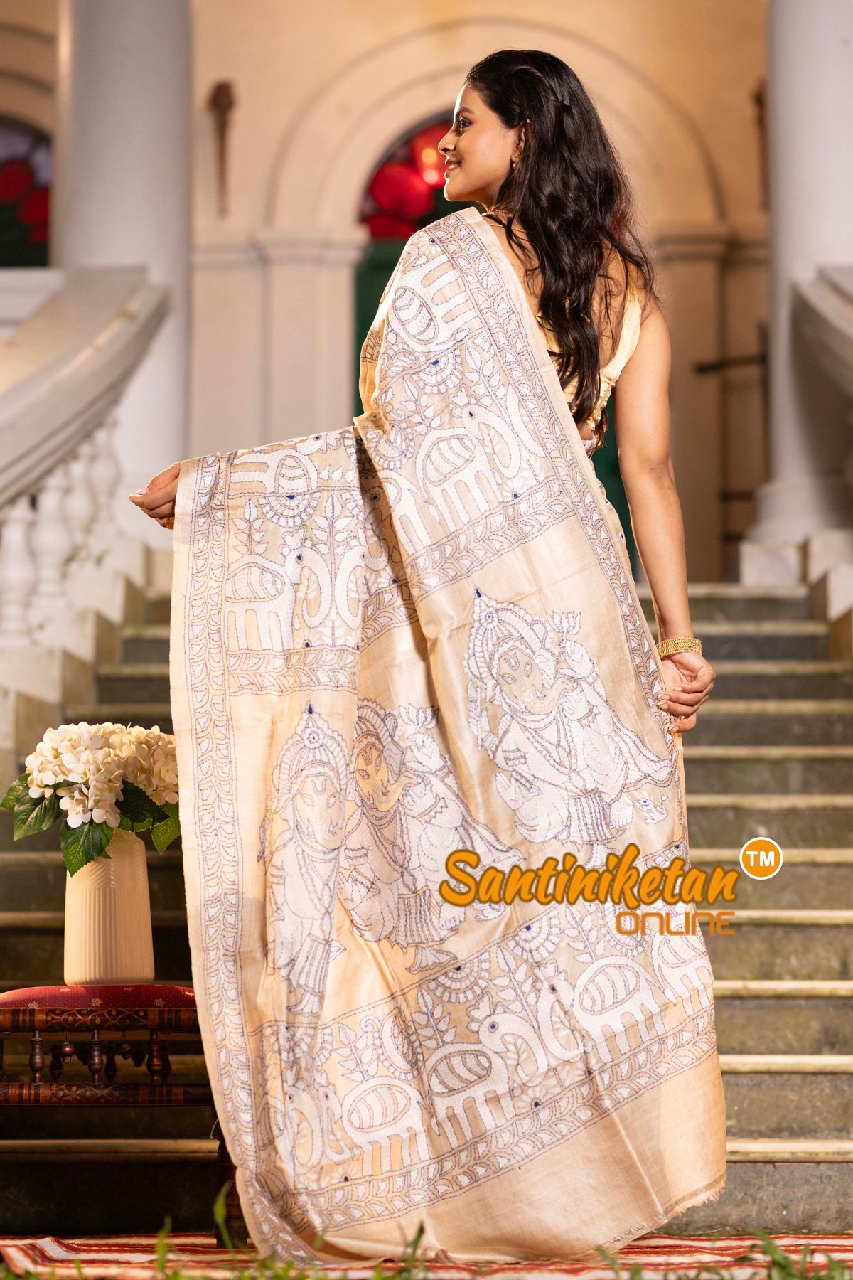 Pure Gachi Tussar Silk Kantha Stitch Saree SN2631881