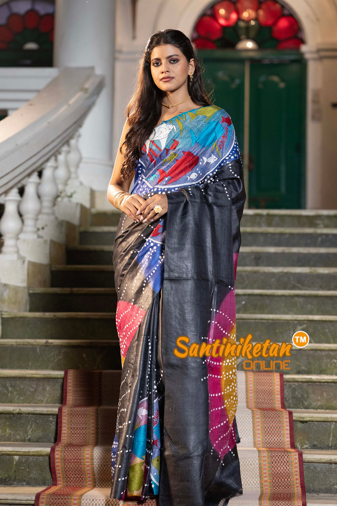 Pure Dye Gachi Tussar Silk Kantha Stitch Saree SN2631941