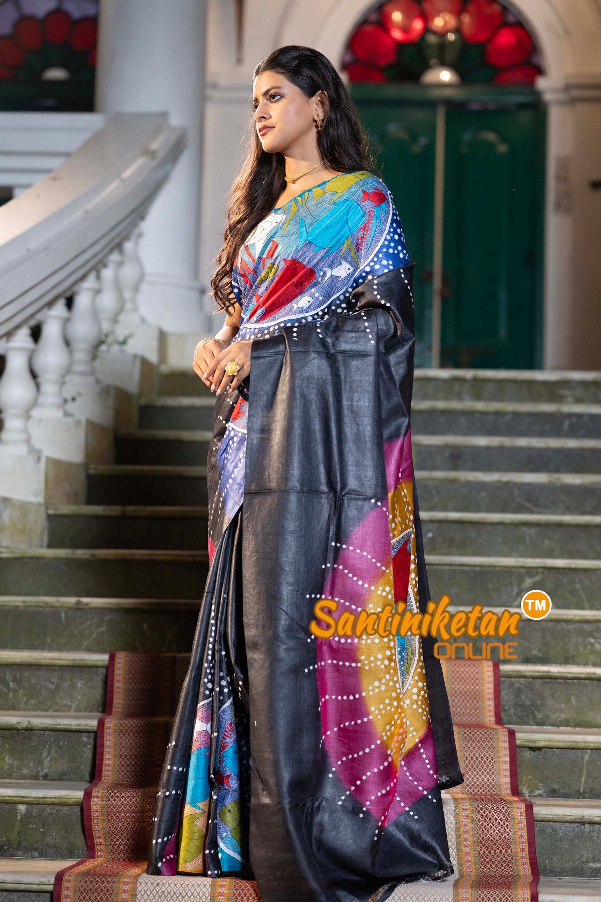 Pure Dye Gachi Tussar Silk Kantha Stitch Saree SN2631941