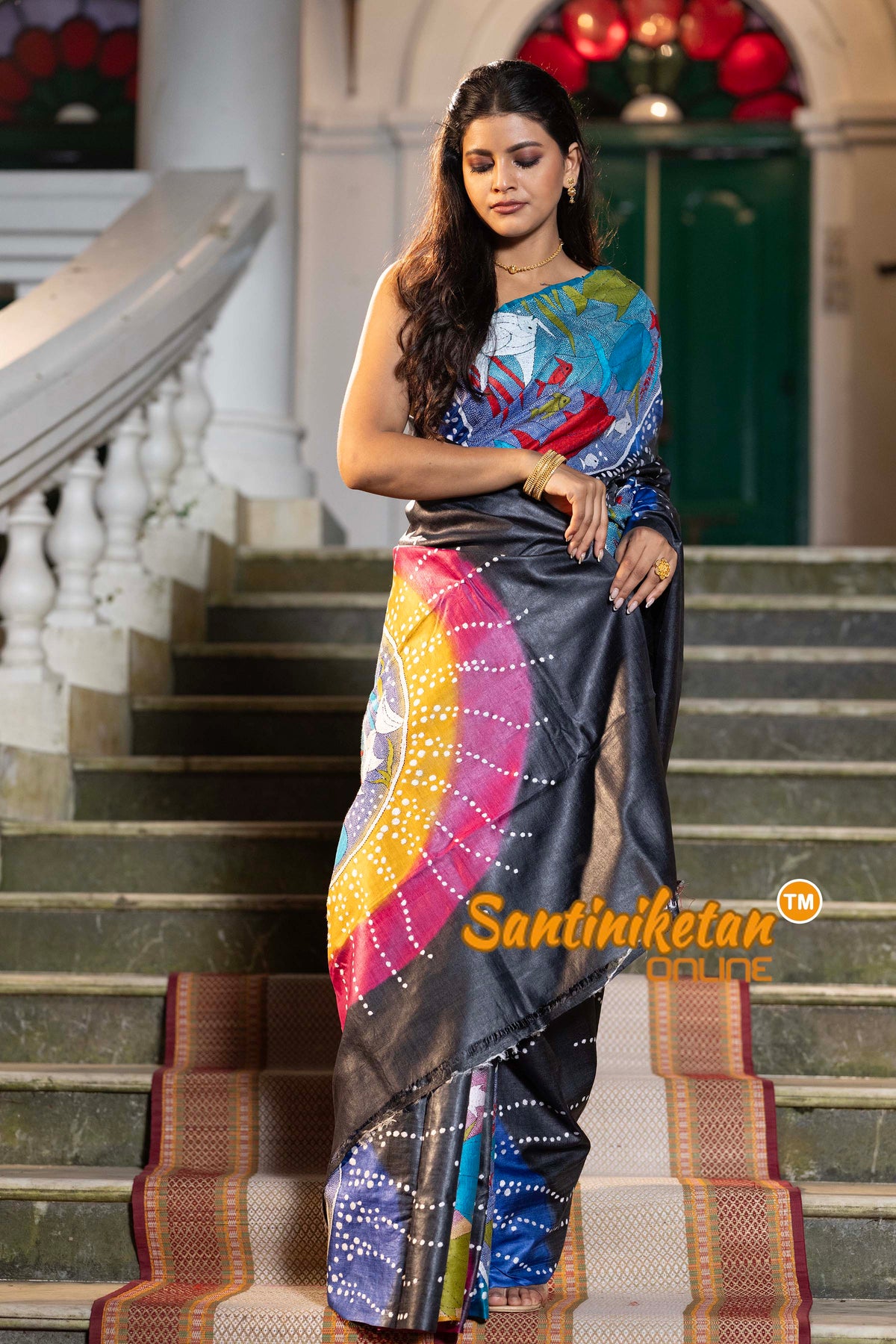 Pure Dye Gachi Tussar Silk Kantha Stitch Saree SN2631941