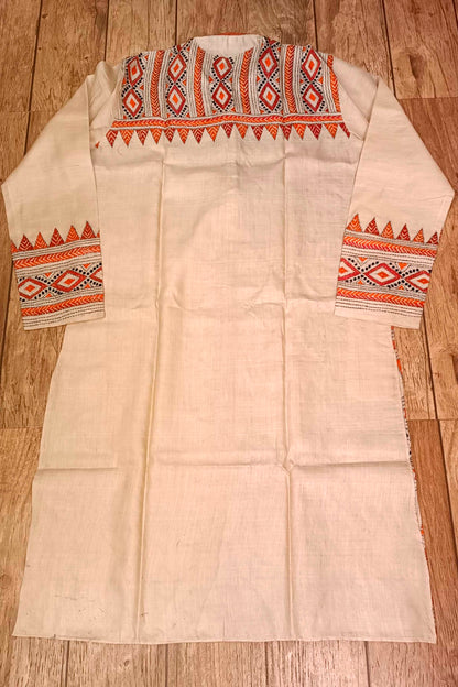 Beige Pure Tussar with Kantha Work (Hand Embroidery) Panjabi