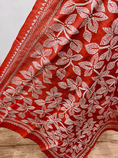 Pure Tussar Kantha Stitch Dupatta SN26KD31