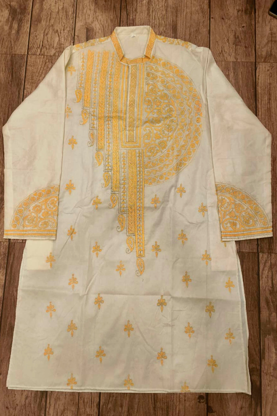 Off White Tussar with Kantha Work (Hand Embroidery) Panjabi