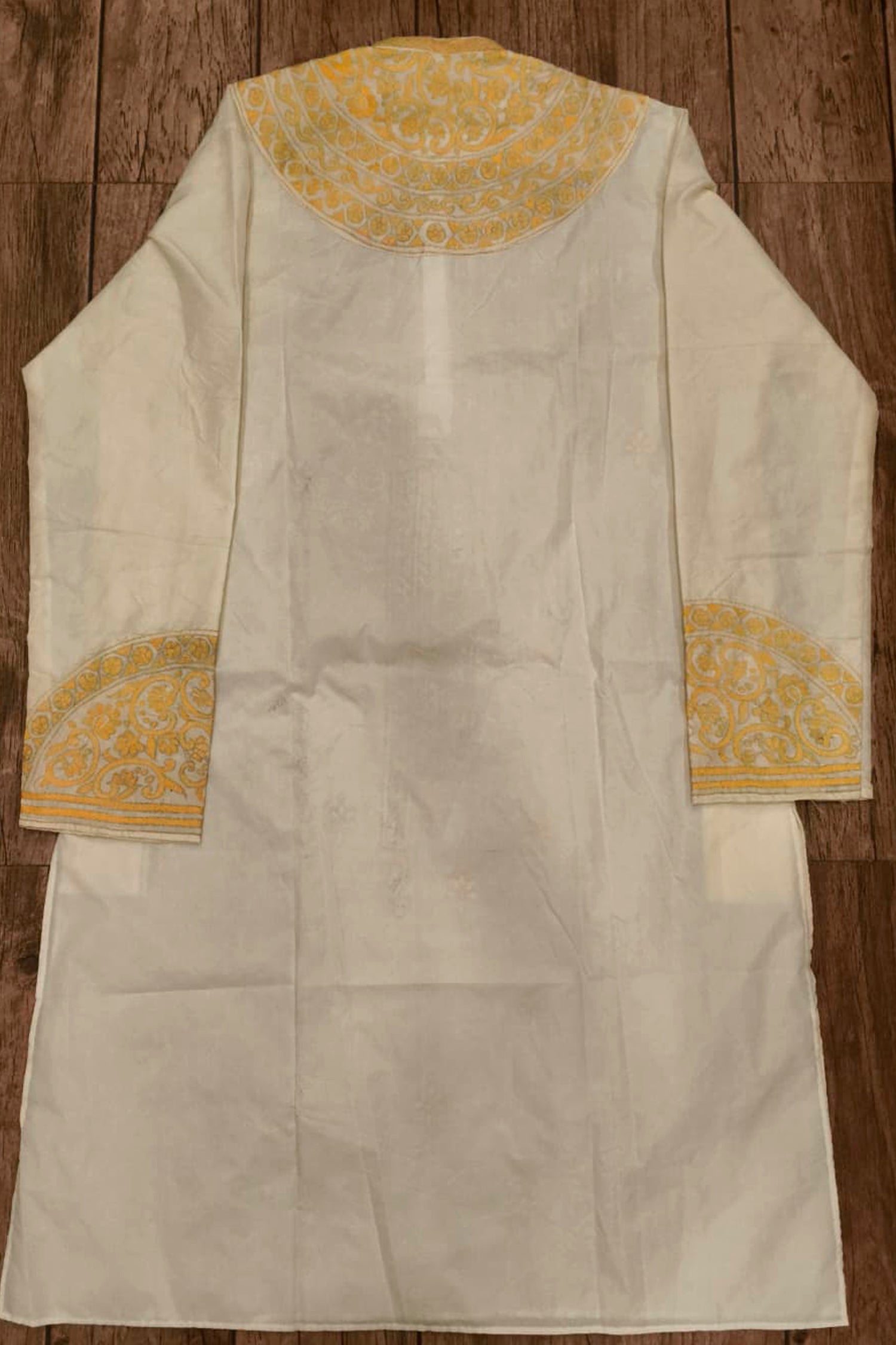 Off White Tussar with Kantha Work (Hand Embroidery) Panjabi