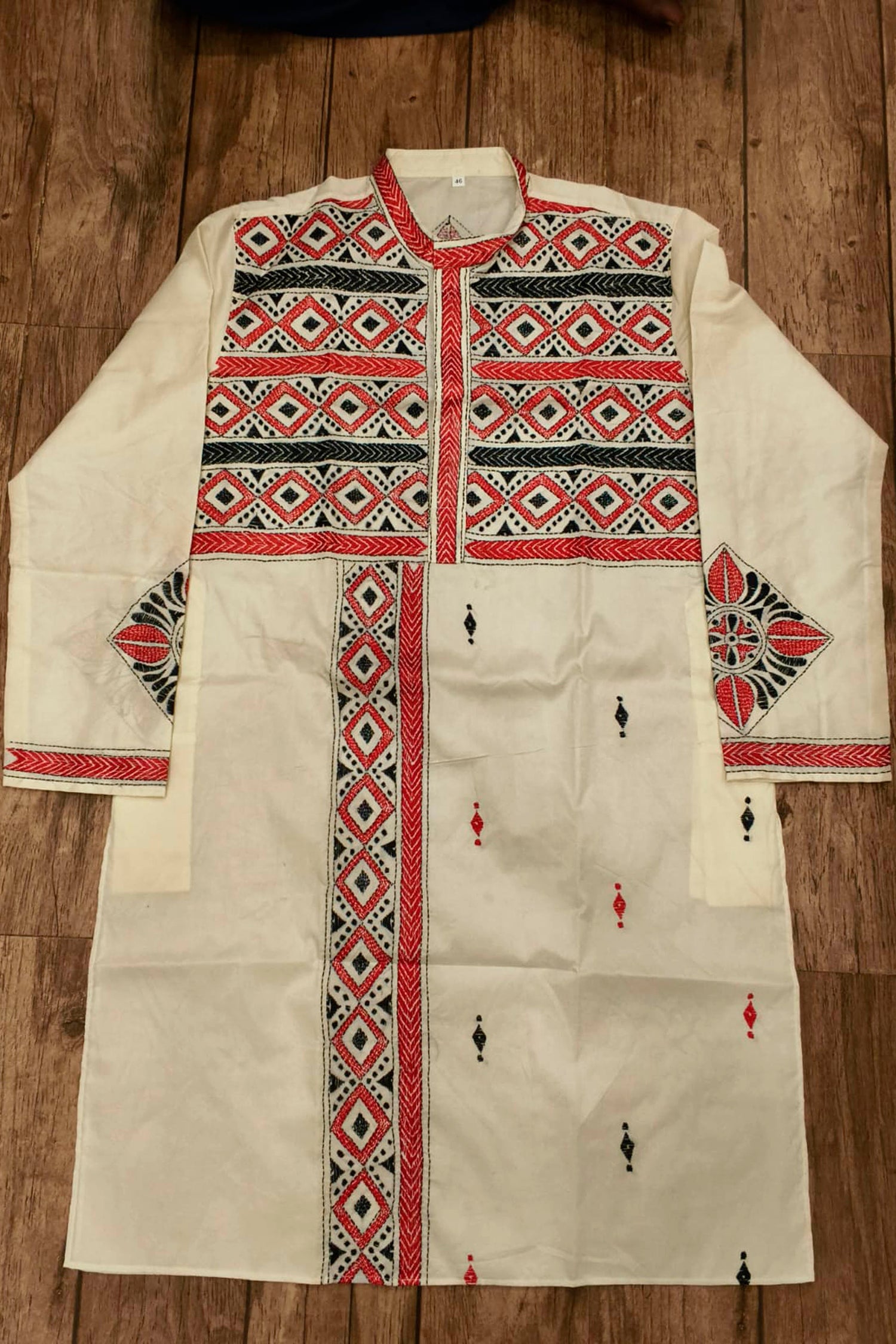 Off White Tussar with Kantha Work (Hand Embroidery) Panjabi