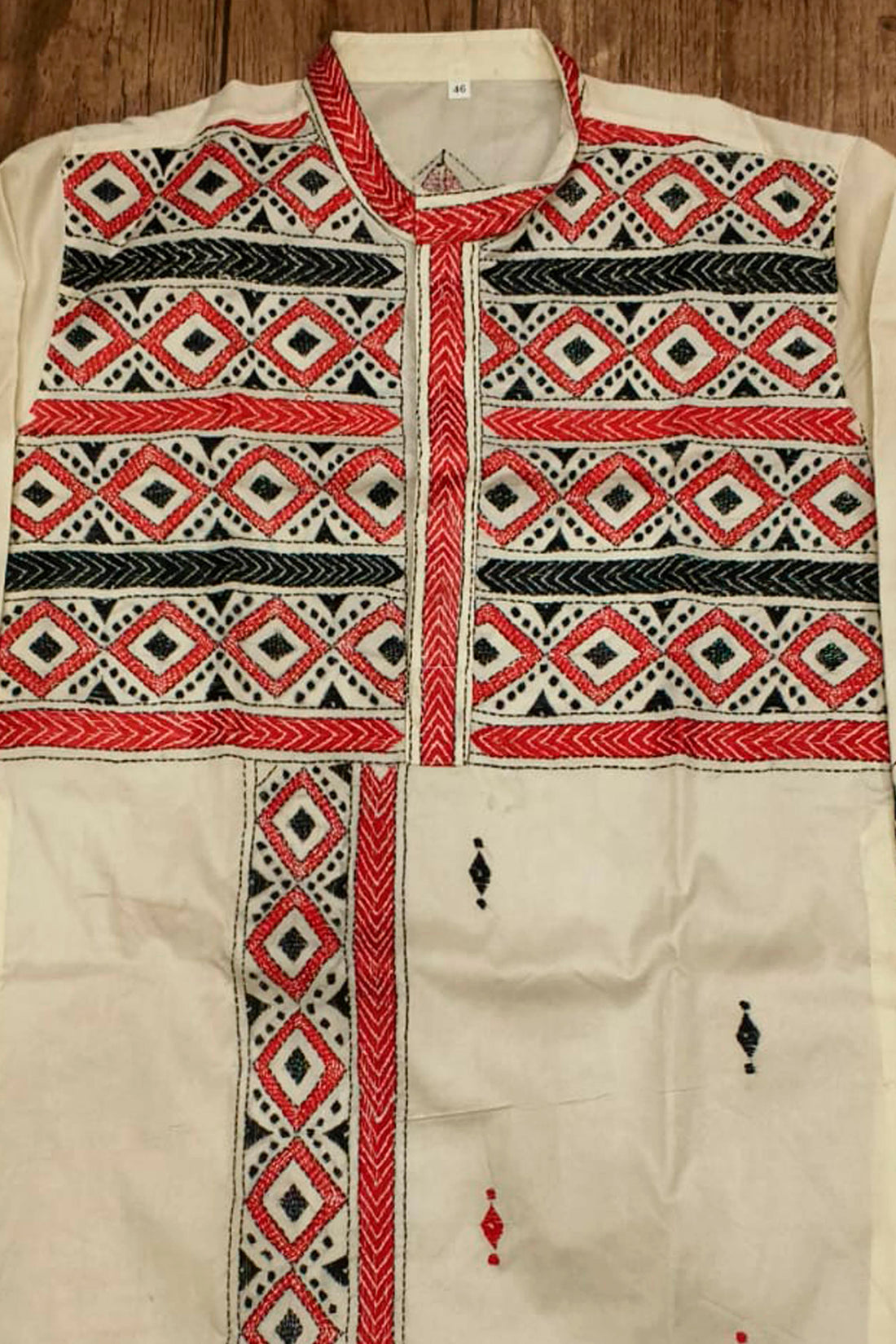 Off White Tussar with Kantha Work (Hand Embroidery) Panjabi