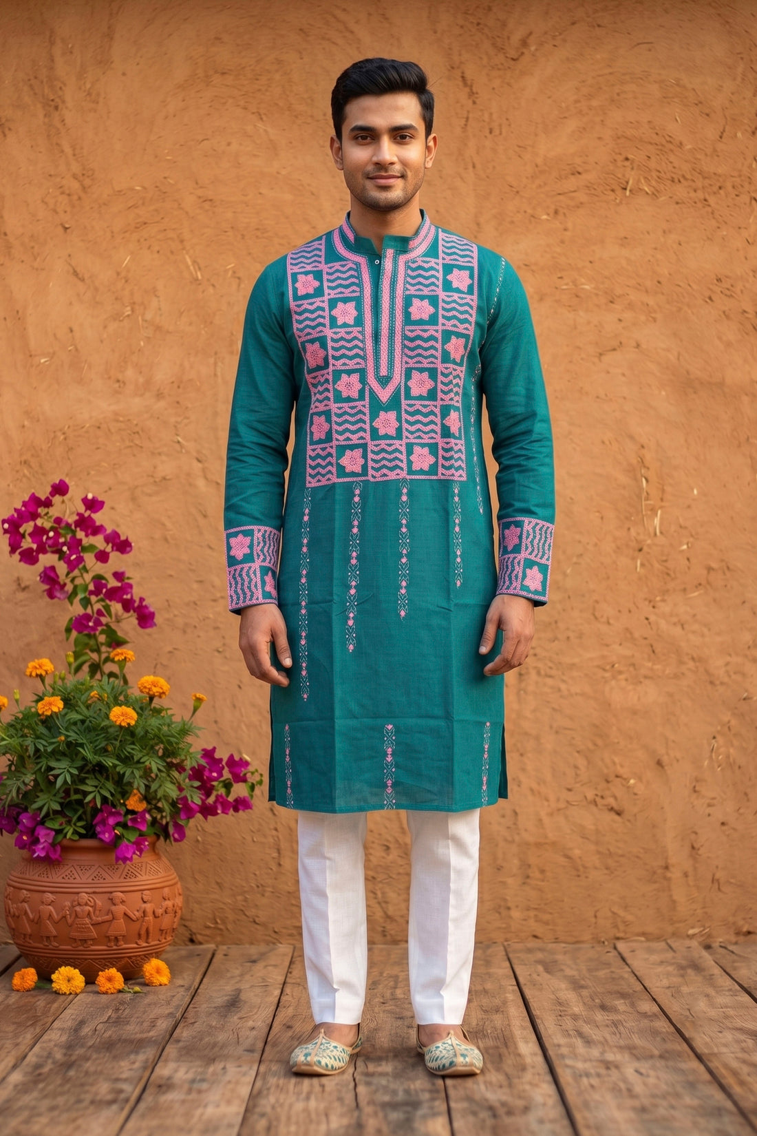 Cotton Kantha Stitch (Hand Embroidery) Panjabi