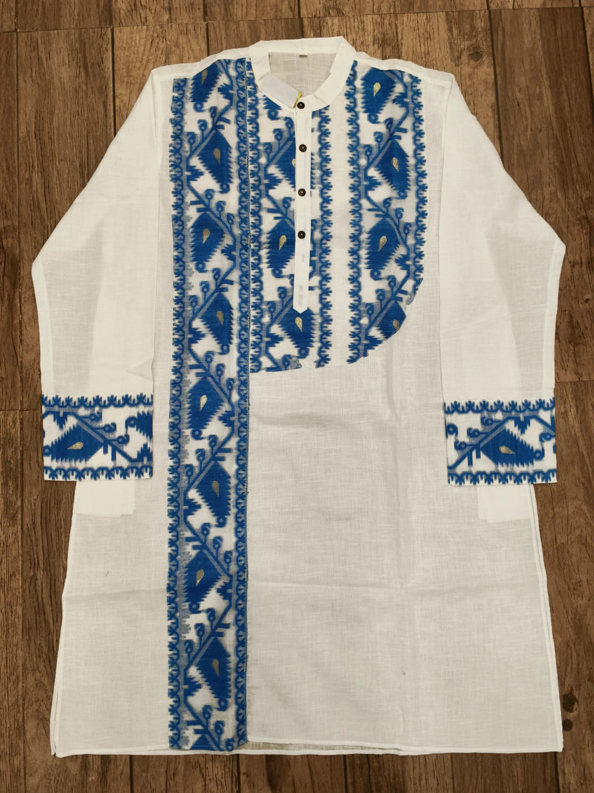 White Color Cotton with Jamdani Patch Work Panjabi