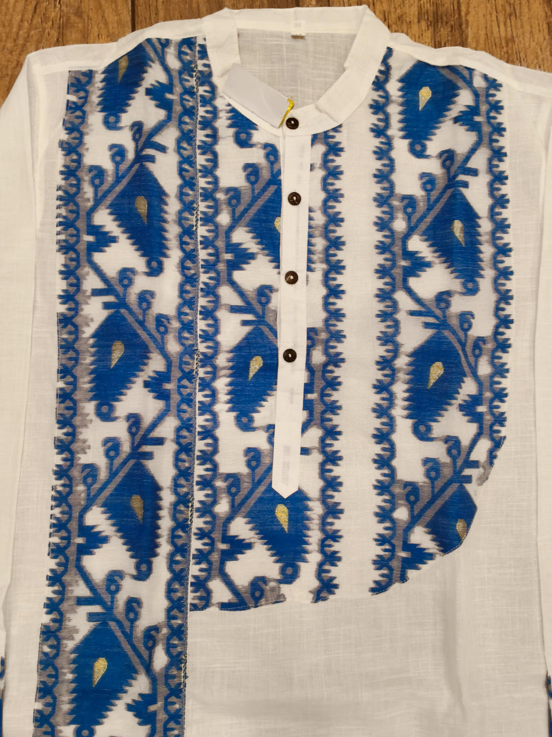 White Color Cotton with Jamdani Patch Work Panjabi