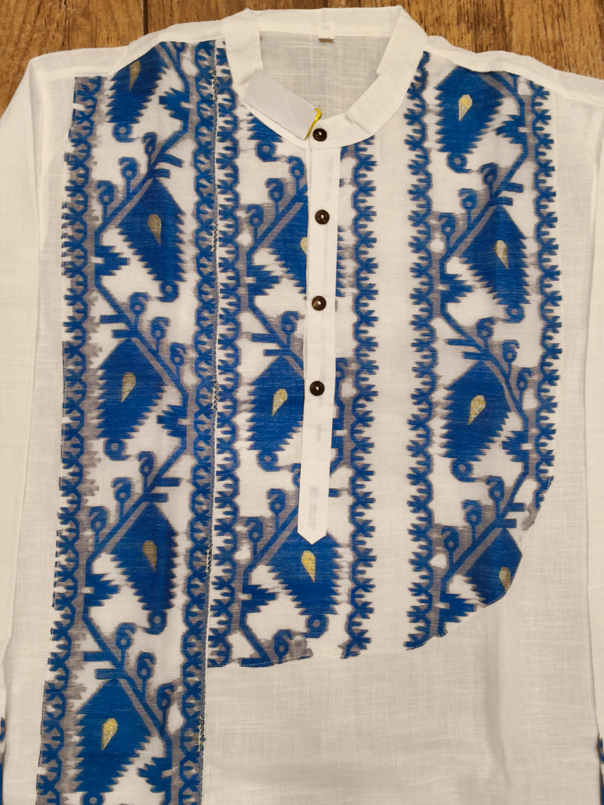White Color Cotton with Jamdani Patch Work Panjabi