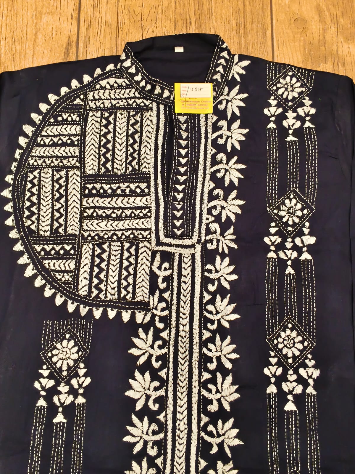 Black Cotton Kantha Stitch (Hand Embroidery) Panjabi KP26396