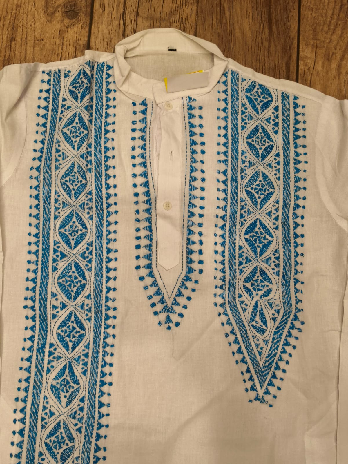 White Cotton Kantha Stitch (Hand Embroidery) Panjabi KP26399