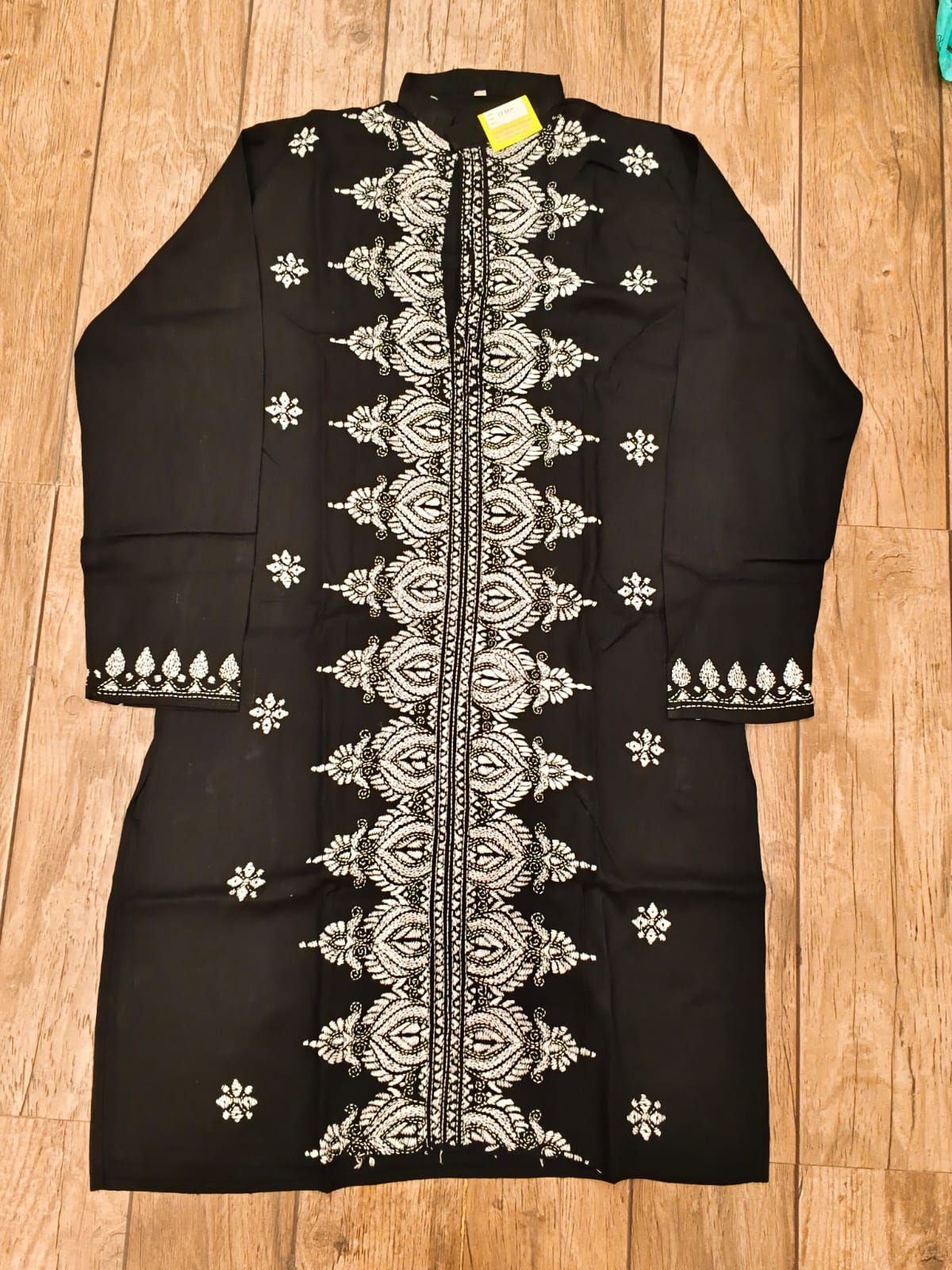 Black Cotton Kantha Stitch (Hand Embroidery) Panjabi KP26402