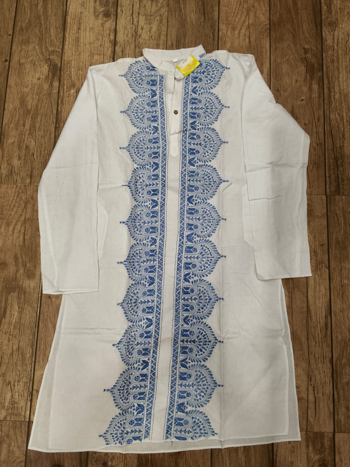 White Cotton Kantha Stitch (Hand Embroidery) Panjabi KP26409
