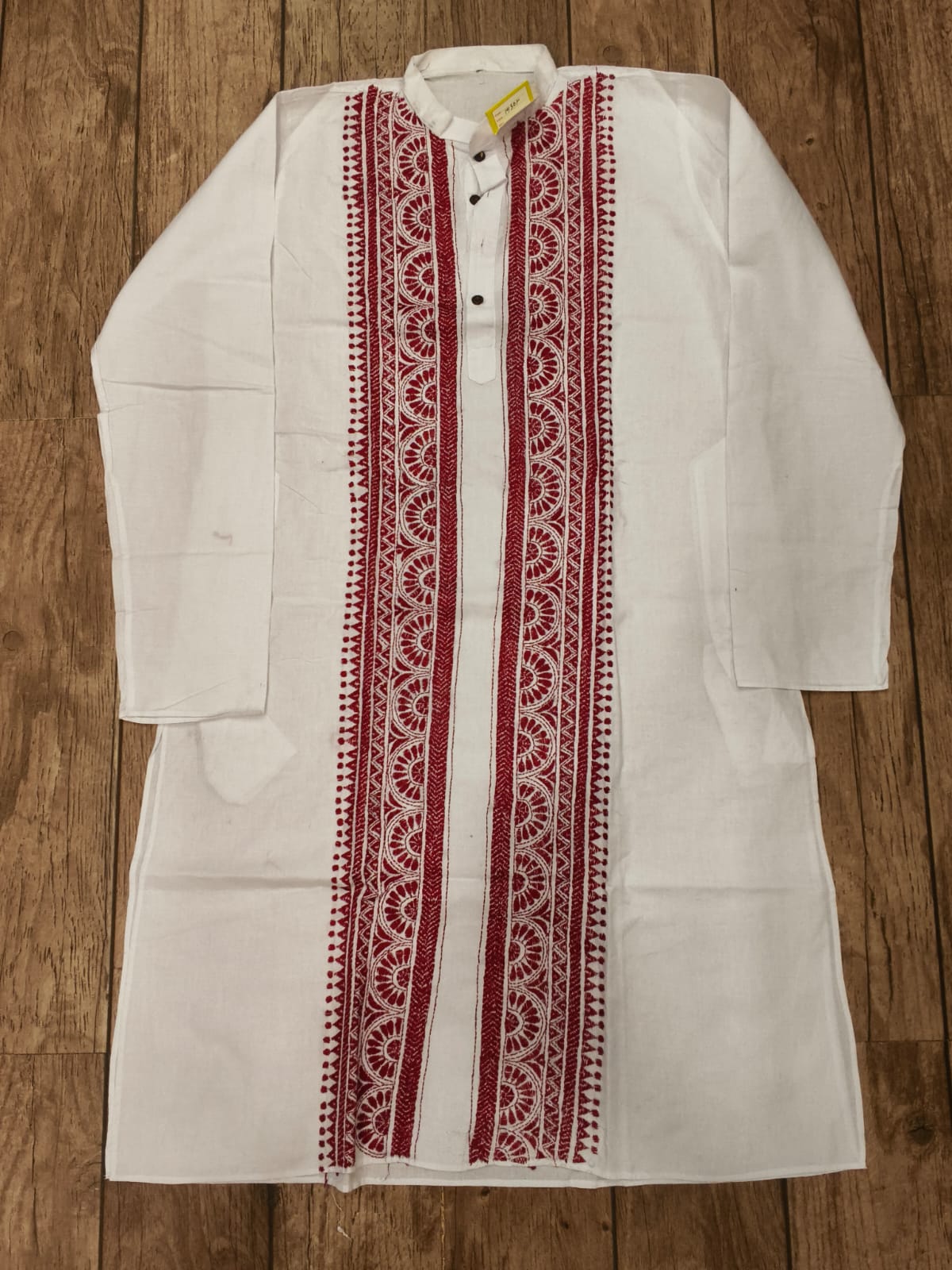 White Cotton Kantha Stitch (Hand Embroidery) Panjabi KP26413