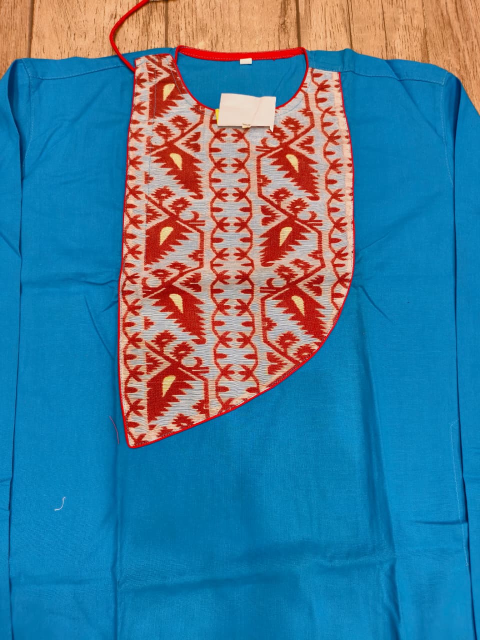 Blue Color Cotton with Jamdani Patch Work Panjabi KP26422