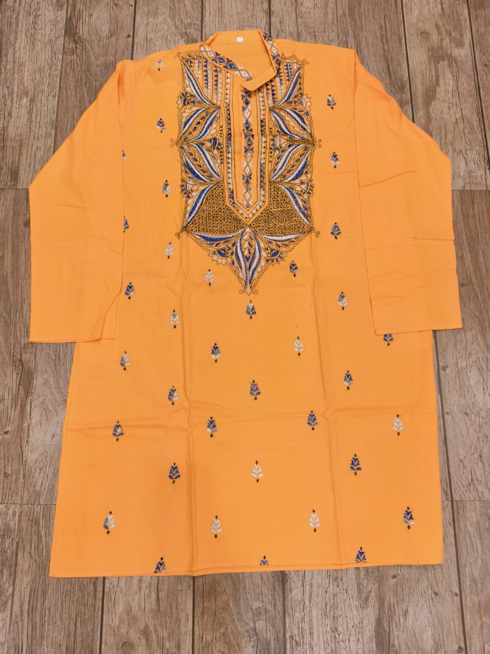 Yellow Color Cotton Kantha Stitch (Hand Embroidery) Panjabi KP26423
