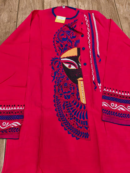 Rani Color Cotton Kantha Stitch (Hand Embroidery) Panjabi KP26425