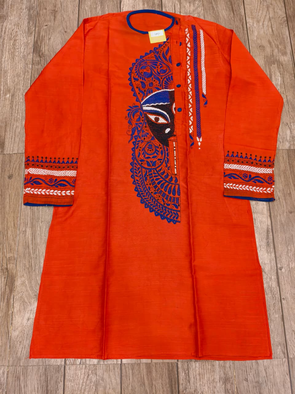 Red Color Cotton Kantha Stitch (Hand Embroidery) Panjabi KP26426