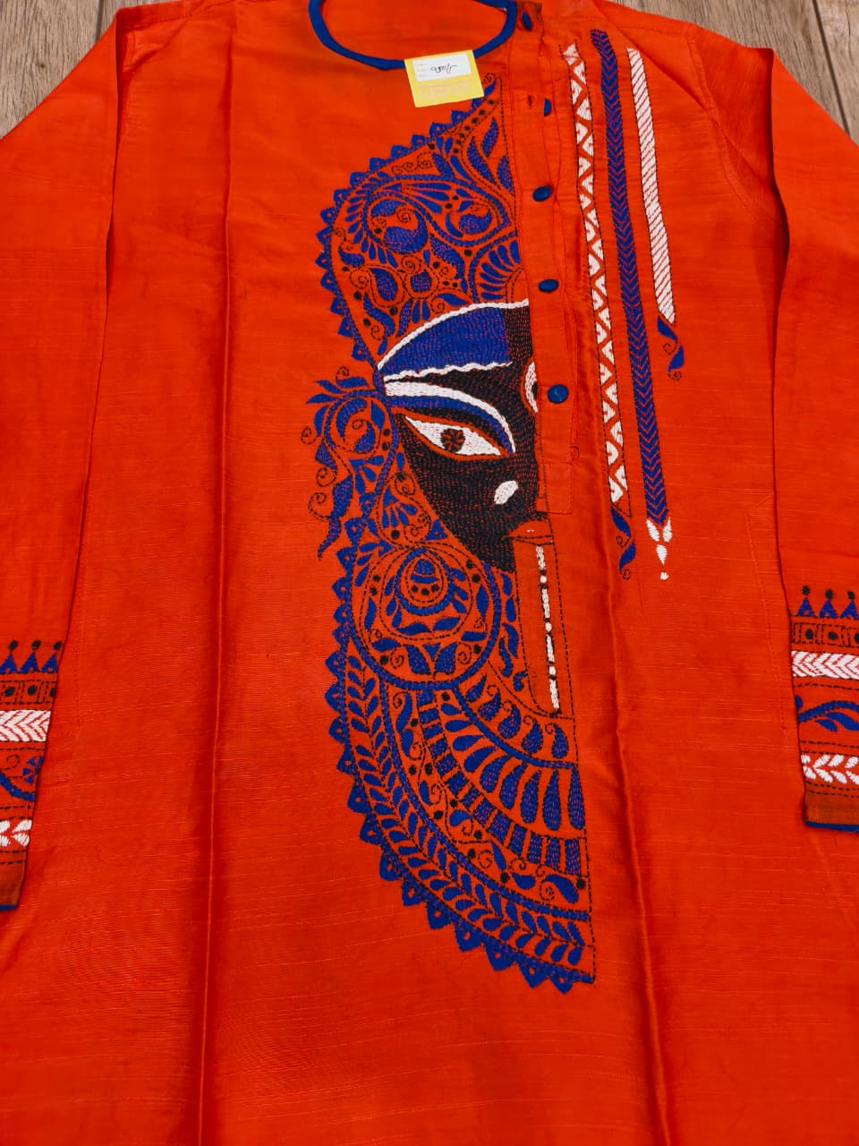 Red Color Cotton Kantha Stitch (Hand Embroidery) Panjabi KP26426