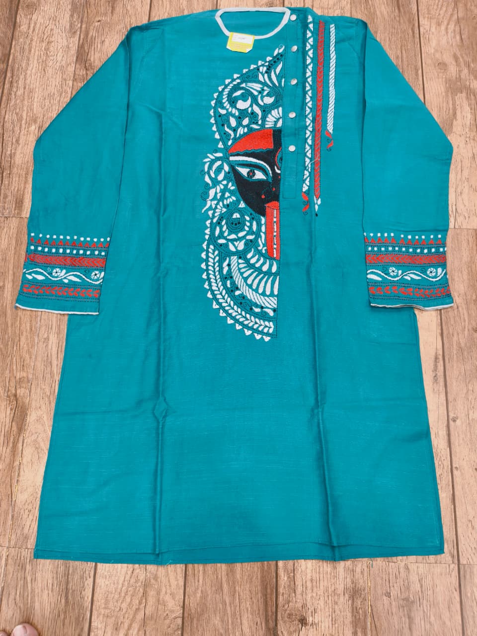 Sea Green Color Cotton Kantha Stitch (Hand Embroidery) Panjabi KP26427