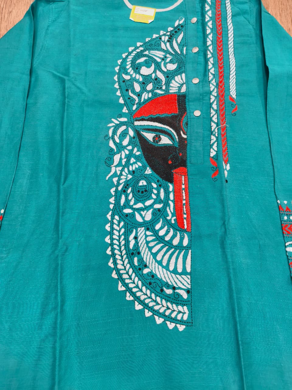 Sea Green Color Cotton Kantha Stitch (Hand Embroidery) Panjabi KP26427