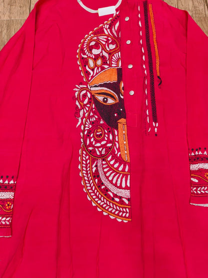 Rani Color Cotton Kantha Stitch (Hand Embroidery) Panjabi KP26430