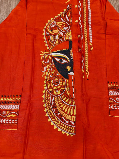 Red Color Cotton Kantha Stitch (Hand Embroidery) Panjabi KP26431