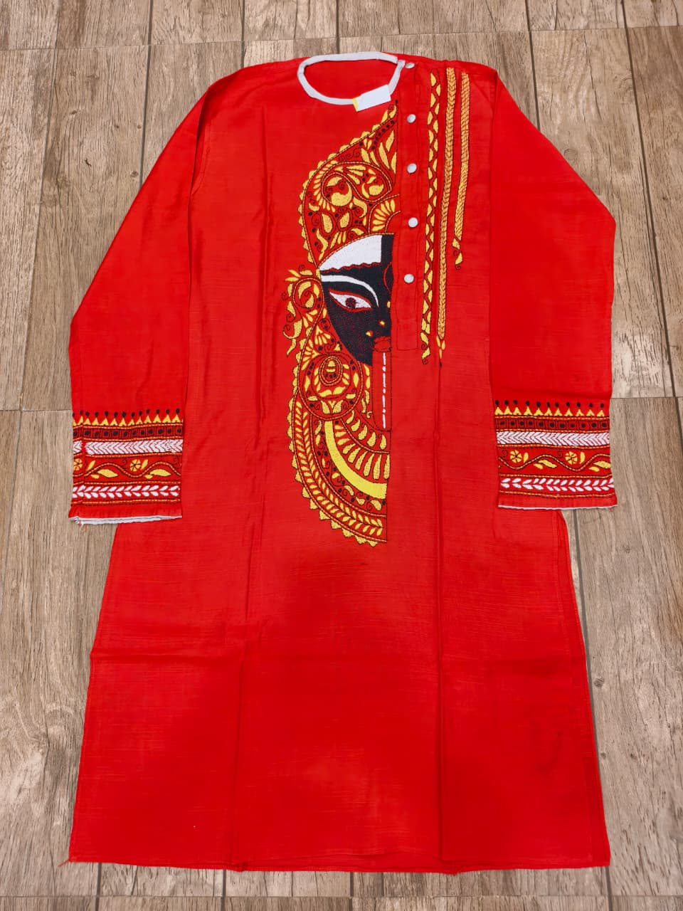Red Color Cotton Kantha Stitch (Hand Embroidery) Panjabi KP26432