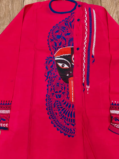 Rani Color Cotton Kantha Stitch (Hand Embroidery) Panjabi KP26433
