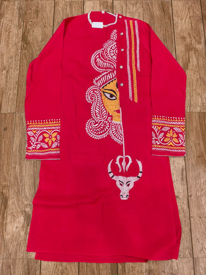 Rani Color Cotton Kantha Stitch (Hand Embroidery) Panjabi KP26434