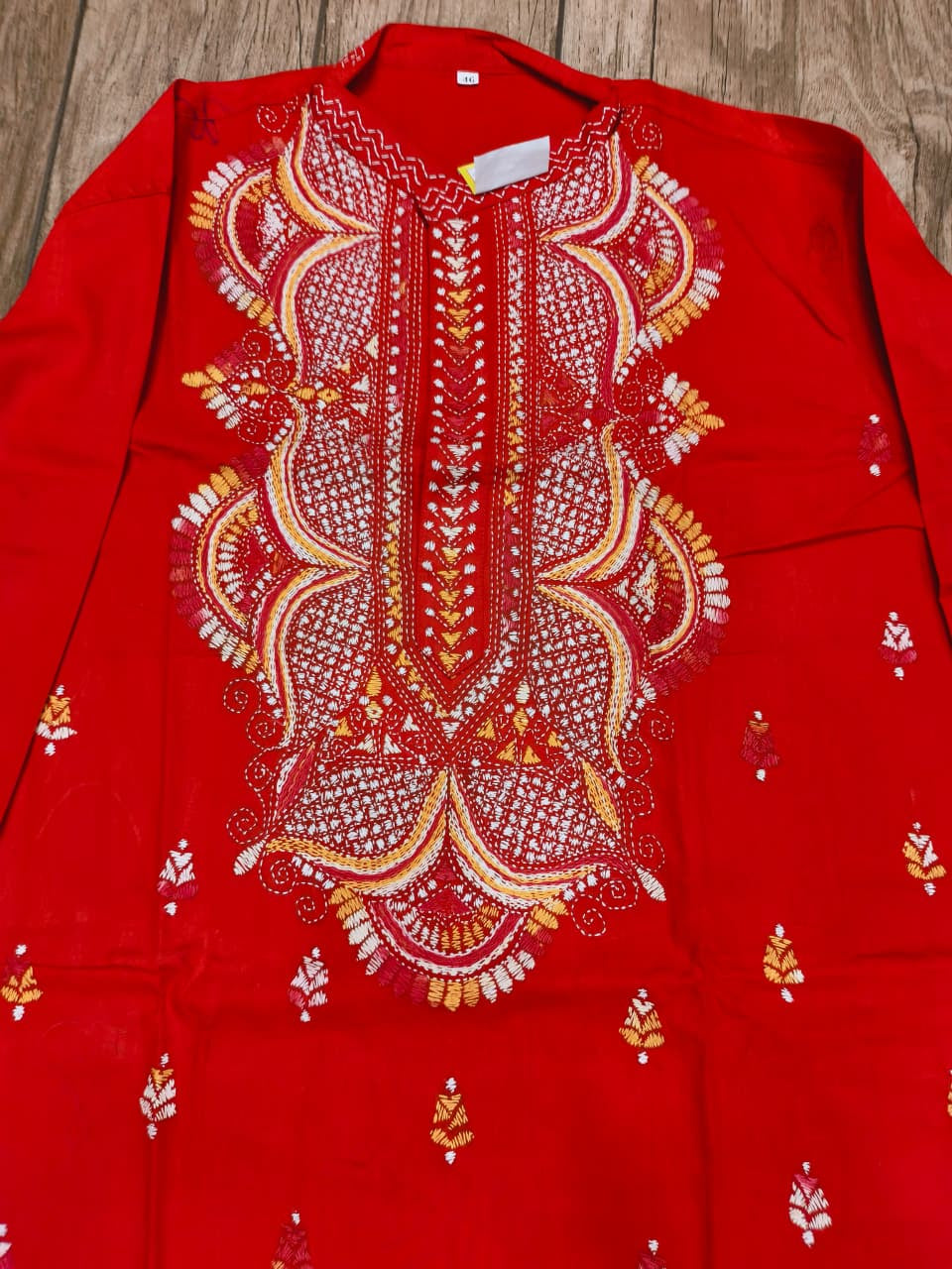 Red Pure Cotton with Kantha Work (Hand Embroidery) Panjabi KP26435