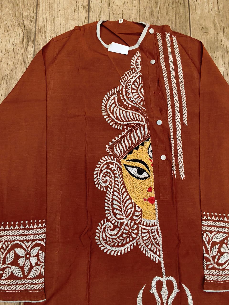 Brown Color Cotton Kantha Stitch (Hand Embroidery) Panjabi KP26436
