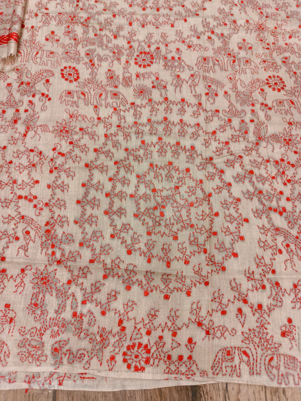 Beige Pure Tussar with Kantha Work (Hand Embroidery) Panjabi KP26438