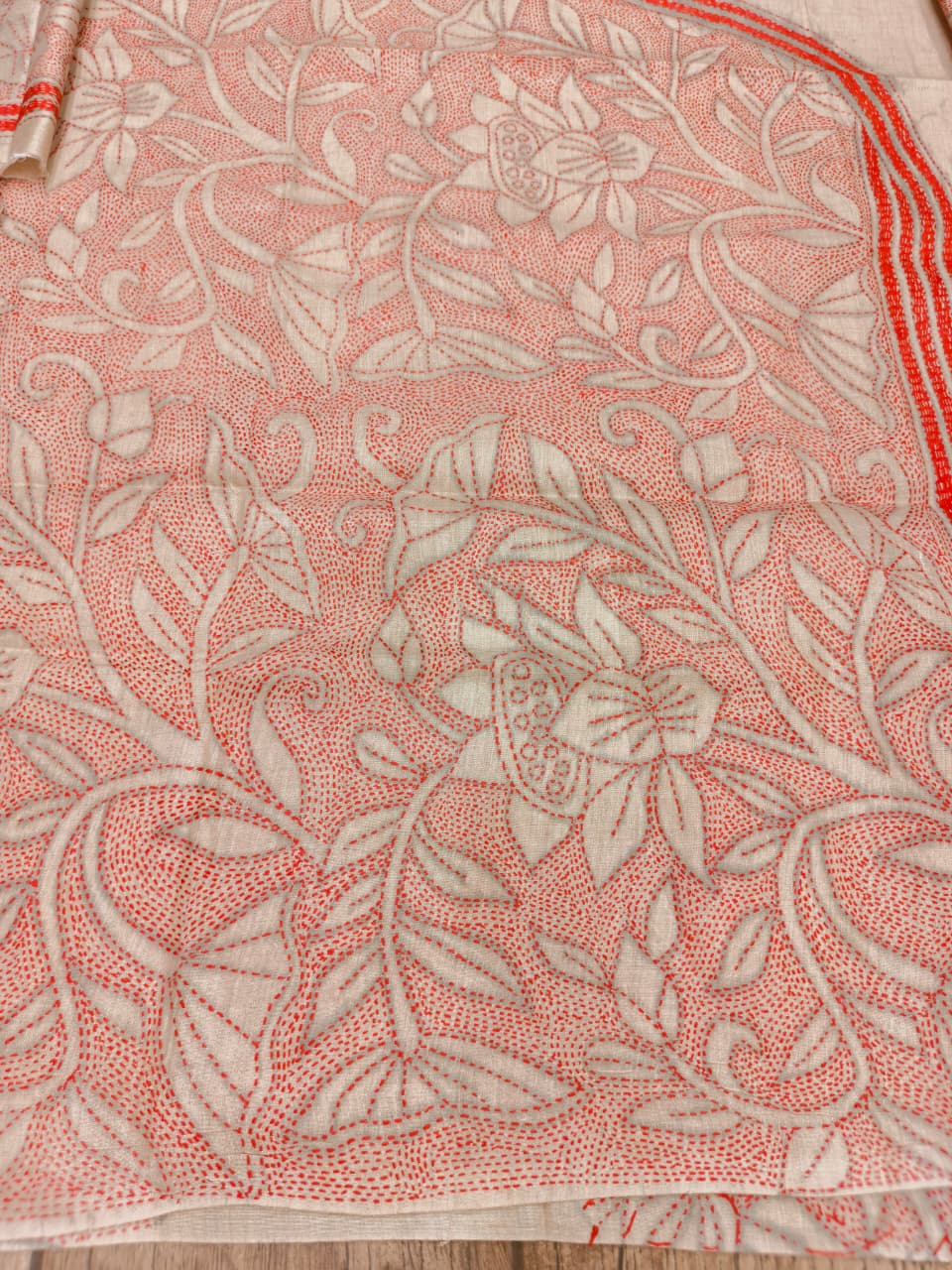Beige Pure Tussar with Kantha Work (Hand Embroidery) Panjabi KP26439