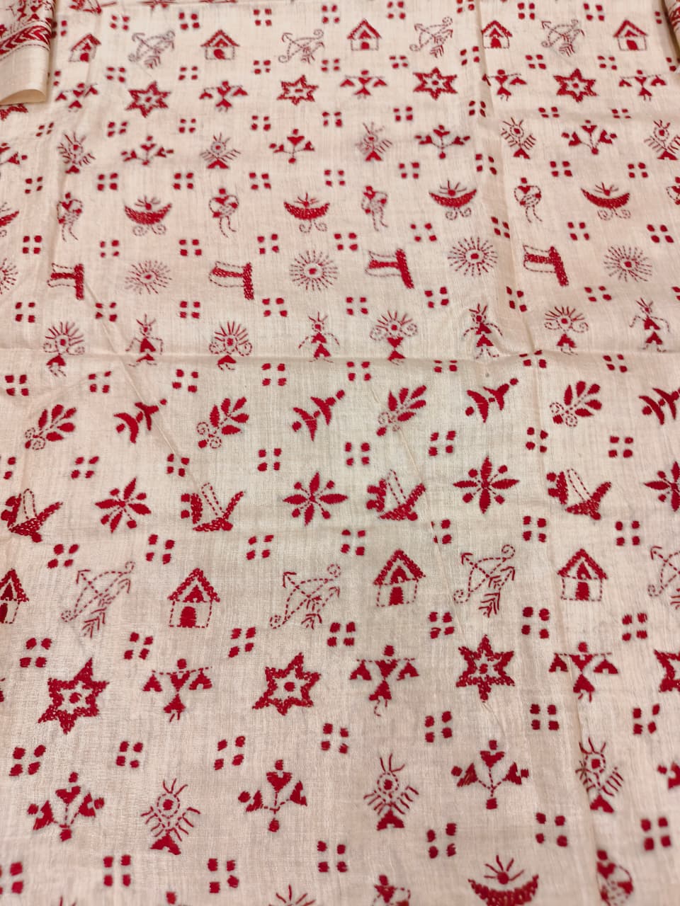 Beige Pure Tussar with Kantha Work (Hand Embroidery) Panjabi KP26441