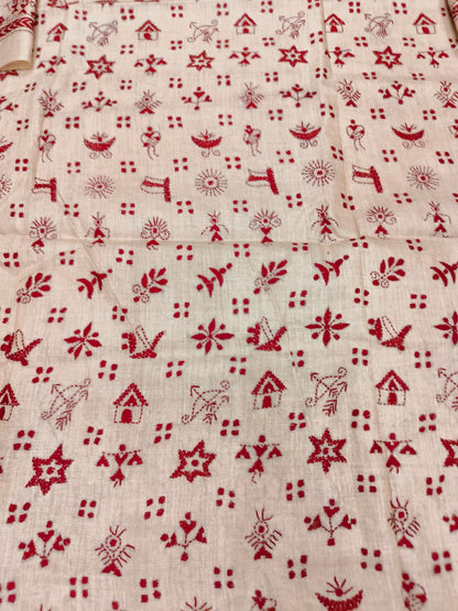 Beige Pure Tussar with Kantha Work (Hand Embroidery) Panjabi KP26441
