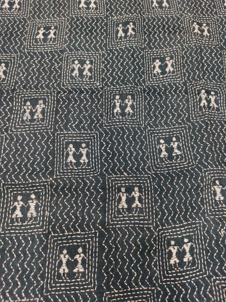 Blue Pure Tussar with Kantha Work (Hand Embroidery) Panjabi KP26447